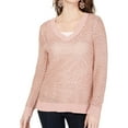 thumbnail image 1 of I-N-C Womens Pointelle Pullover Sweater, Pink, X-Small, 1 of 1