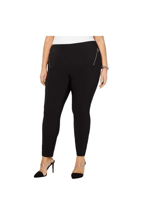I.N.C Womens Ponte-Knit Casual Leggings, Black, Plus Size, 18W