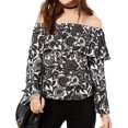 thumbnail image 1 of I.N.C Womens Printed Knit Blouse, Black, Small, 1 of 1
