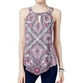 thumbnail image 1 of I.N.C Womens Printed Knit Blouse, Grey, Petite, PL, 1 of 2