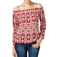 thumbnail image 1 of I.N.C Womens Printed Pullover Blouse, Red, 2, 1 of 2