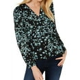 thumbnail image 1 of I.N.C Womens Printed Wrap Blouse, Black, Large, 1 of 2