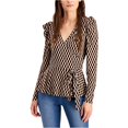 thumbnail image 1 of I-N-C Womens Puff-Sleeve Surplice Knit Blouse, Brown, X-Large, 1 of 2