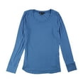 thumbnail image 1 of I-N-C Womens Ribbed Basic T-Shirt, Blue, Medium, 1 of 1