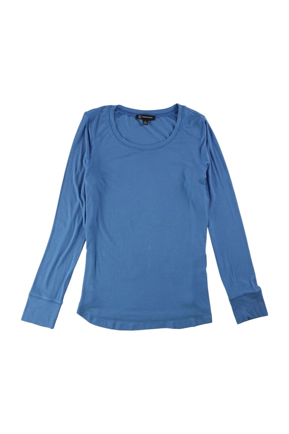 Womens Ribbed Basic T-Shirt, Blue, Medium