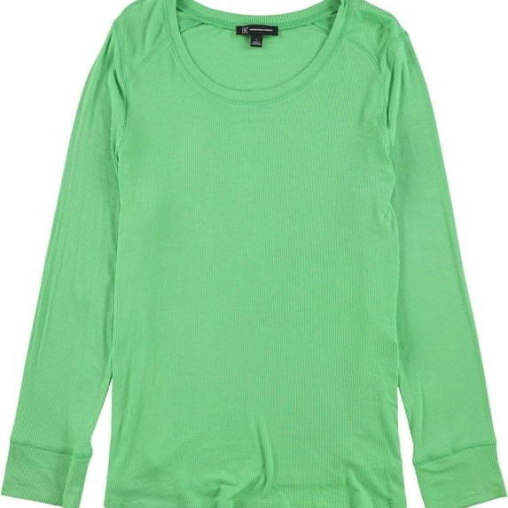 I.N.C Womens Ribbed Basic T-Shirt, Green, Large