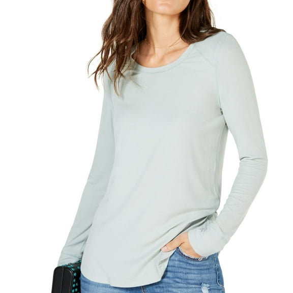 I.N.C Womens Ribbed Basic T-Shirt, Green, XX-Large