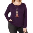 thumbnail image 1 of I.N.C Womens Ribbed Basic T-Shirt, Purple, Plus Size, 3X, 1 of 5