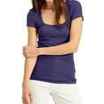 thumbnail image 1 of I.N.C Womens Ribbed Basic T-Shirt, Purple, Large, 1 of 1