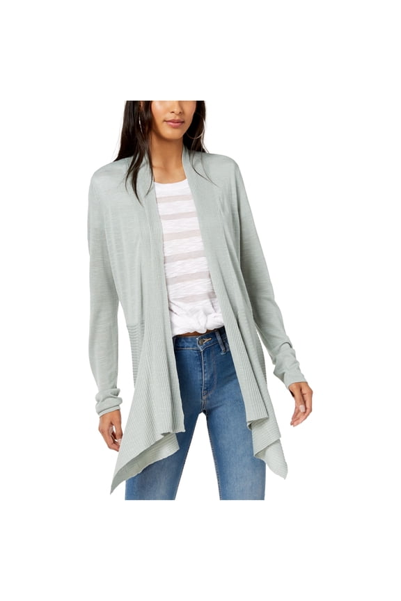 Womens Ribbed Cardigan Sweater, Green, Medium