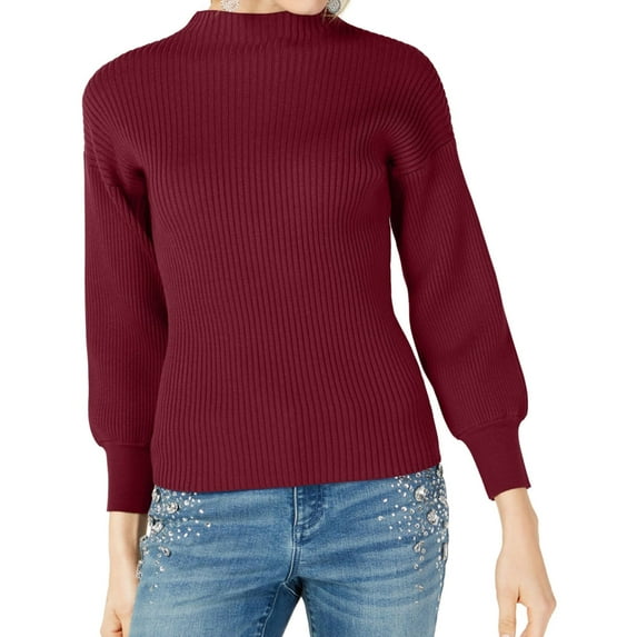 I.N.C Womens Ribbed Pullover Sweater, Red, X-Large