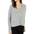 thumbnail image 1 of INC Womens Black Ribbed Sleeve Knit Long Sleeve V Neck Top  Size: XL, 1 of 3