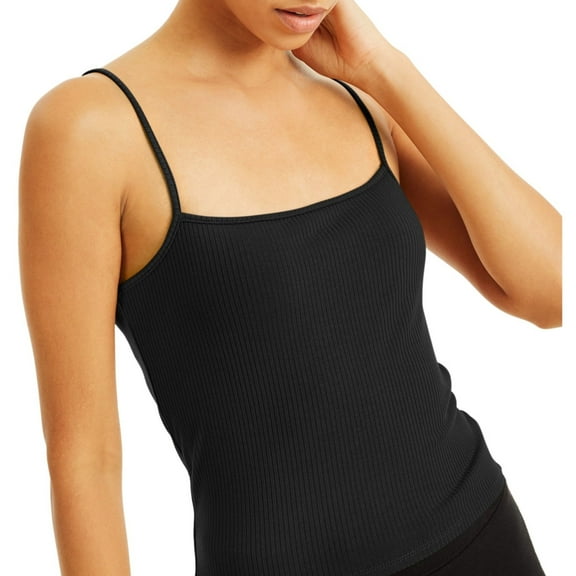 I-N-C Womens Ribbed Tank Top, Black, X-Large