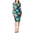 thumbnail image 1 of I.N.C Womens Ruched Mesh Midi Dress, Multicoloured, X-Large, 1 of 4