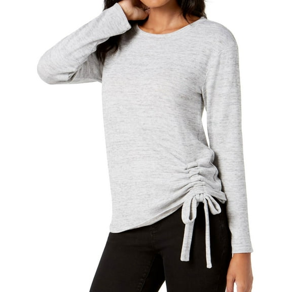 I-N-C Womens Ruched Side Pullover Sweater, Grey, X-Large