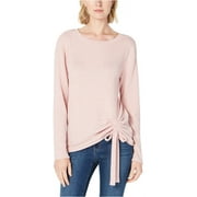 I-N-C Womens Ruched Side Pullover Sweater, Pink, Large