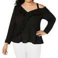thumbnail image 1 of I.N.C Womens Ruffle One Shoulder Blouse, Black, Plus Size, 2X, 1 of 2