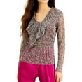 thumbnail image 1 of I.N.C Womens Ruffle Pullover Blouse, Metallic, X-Large, 1 of 2
