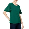 thumbnail image 1 of I.N.C Womens Ruffle Sleeve Pullover Blouse, Green, Small, 1 of 2