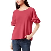 I-N-C Womens Ruffle Sleeve Pullover Blouse, Pink, XX-Large