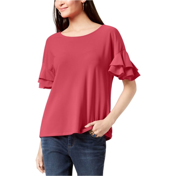 I-N-C Womens Ruffle Sleeve Pullover Blouse, Pink, XX-Large