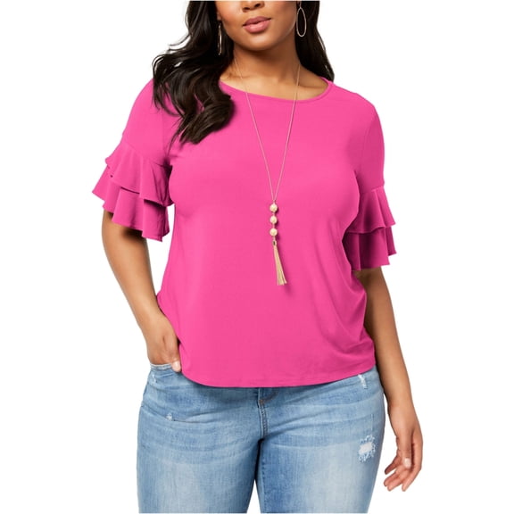 I-N-C Womens Ruffle Sleeve Pullover Blouse