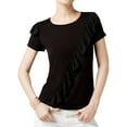 thumbnail image 1 of I.N.C Womens Ruffled Basic T-Shirt, Black, XX-Large, 1 of 2