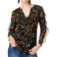 thumbnail image 1 of I-N-C Womens Ruffled Button Up Shirt, Black, X-Small, 1 of 1
