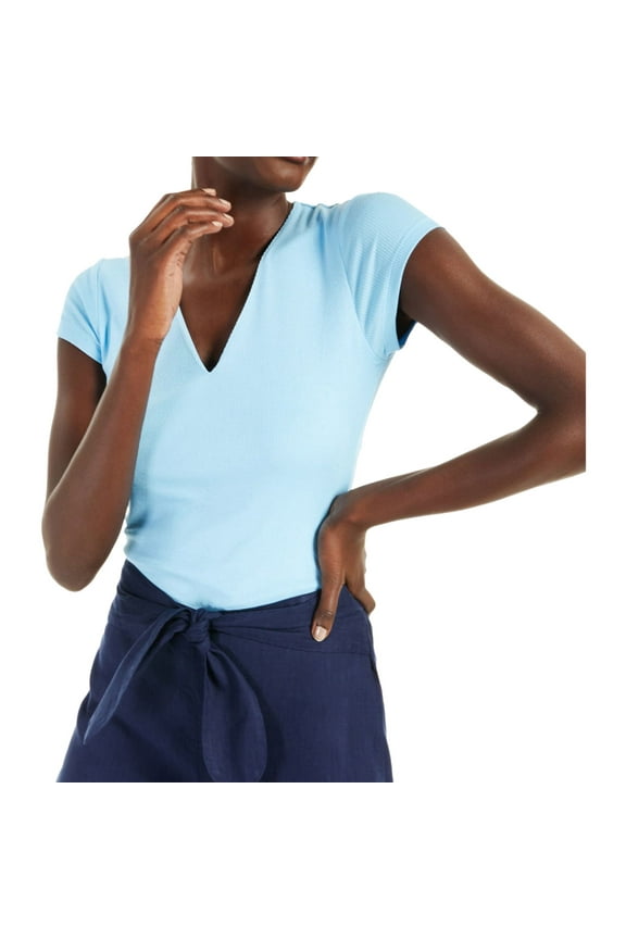 I.N.C Womens SS Basic T-Shirt, Blue, X-Large