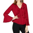 thumbnail image 1 of I.N.C Womens Sculpted Ruffle Pullover Blouse, Red, Medium, 1 of 1