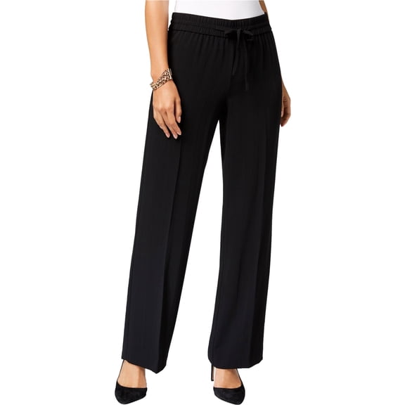I.N.C Womens Shadow Stripe Casual Wide Leg Pants, Black, Small
