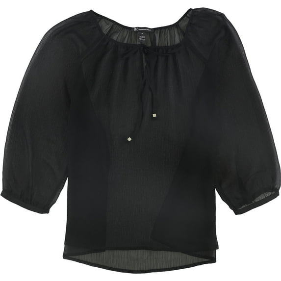 I.N.C Womens Sheer Pullover Blouse, Black, Medium