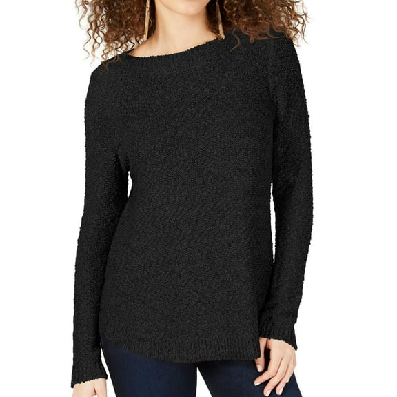 I.N.C Womens Shimmer Knit Sweater, Black, X-Small