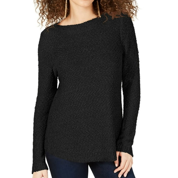 I.N.C Womens Shimmer Knit Sweater, Black, X-Small