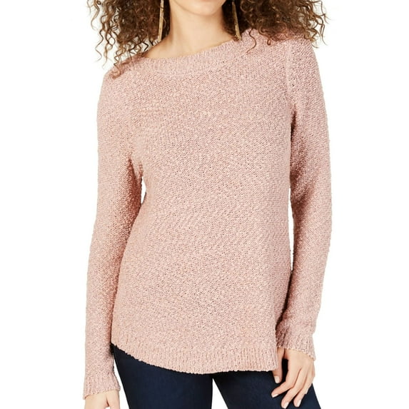 I.N.C Womens Shimmer Knit Sweater, Pink, X-Large