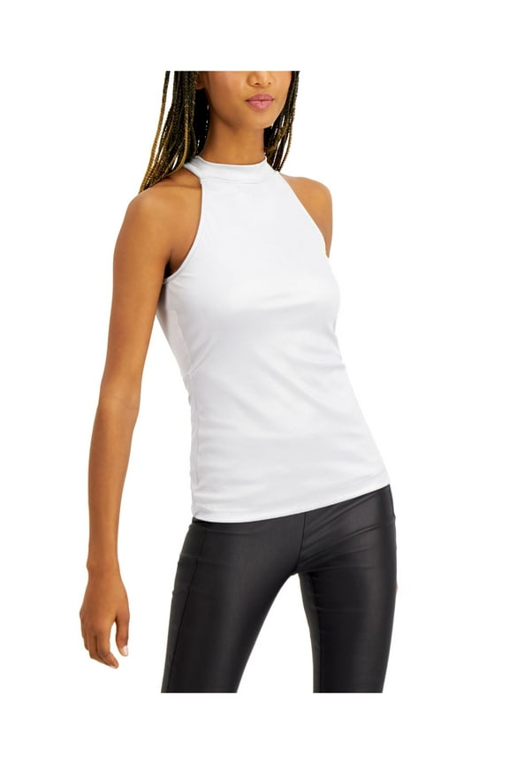 I.N.C Womens Shine Halter Top Shirt, Grey, Small