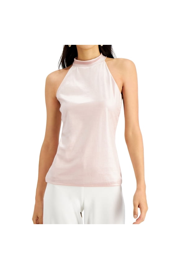 I.N.C Womens Shine Halter Top Shirt, Pink, X-Small