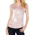 thumbnail image 1 of I.N.C Womens Shine Twist Basic T-Shirt, Pink, X-Large, 1 of 1
