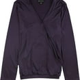 thumbnail image 1 of I.N.C Womens Shiny Wrap Blouse, Purple, Small, 1 of 2