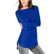 I-N-C Womens Shirttail Knit Sweater, Blue, X-Small