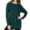 thumbnail image 1 of I-N-C Womens Shirttail Knit Sweater, Green, Small, 1 of 2