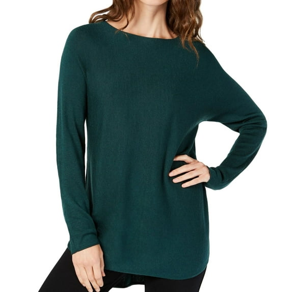 I-N-C Womens Shirttail Knit Sweater, Green, Small