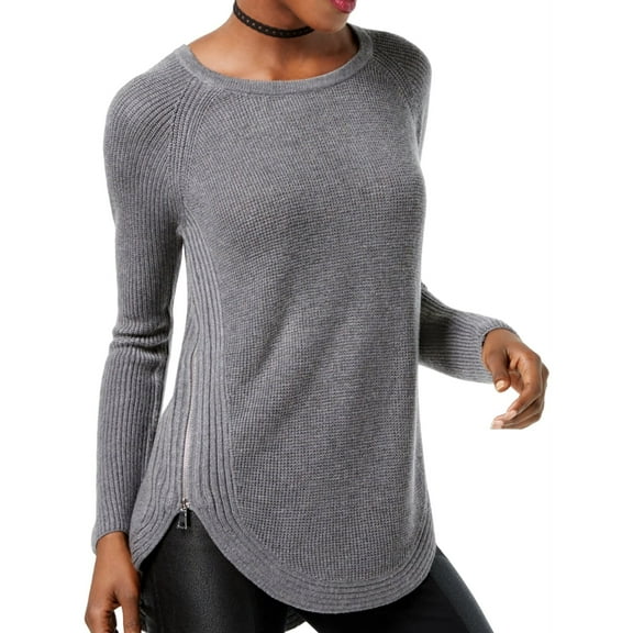 I.N.C Womens Side Zip Pullover Sweater, Grey, X-Large