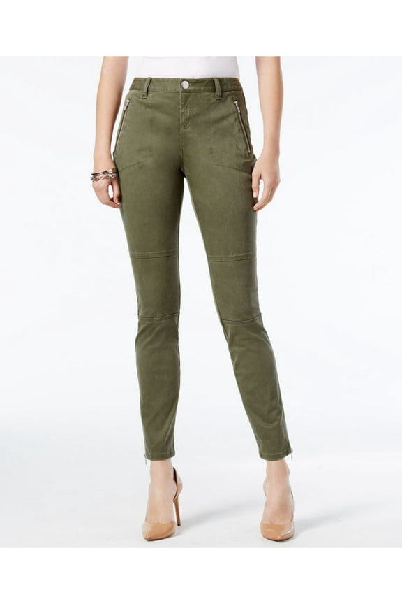 I.N.C Womens Skinny Casual Chino Pants, Green, 0