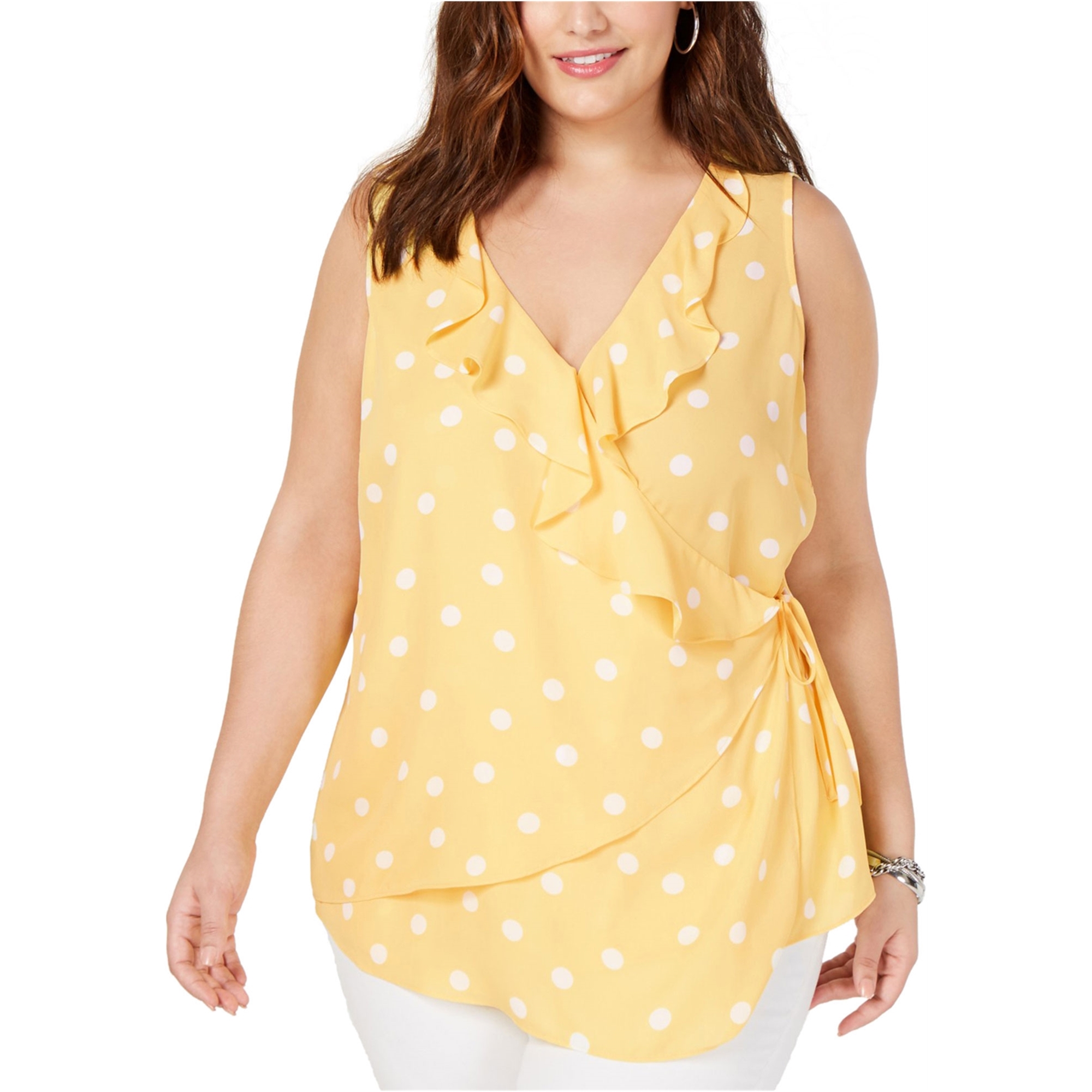 yellow wrap blouse