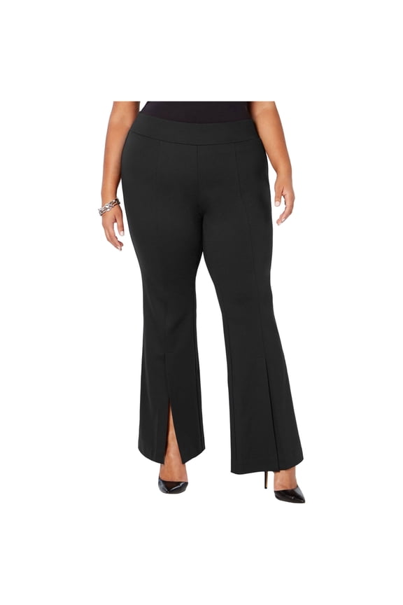 I-N-C Womens Slit Front Casual Trouser Pants, Black, 22W