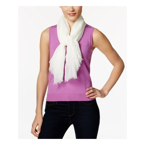 INC Womens Blush White Butterfly Printed Fringed Fringed Lightweight Scarf