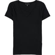 I-N-C Womens Solid Basic T-Shirt, Black, X-Large