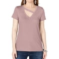 thumbnail image 1 of I.N.C Womens Solid Basic T-Shirt, Pink, Small, 1 of 1