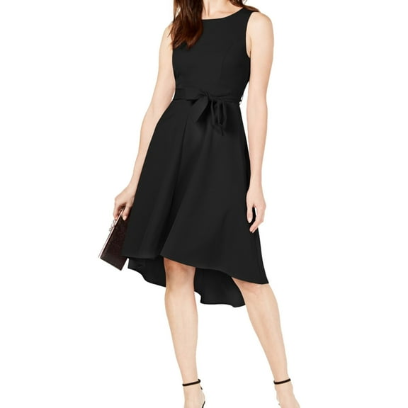 I-N-C Womens Solid Bodice High-Low Dress, Black, 8